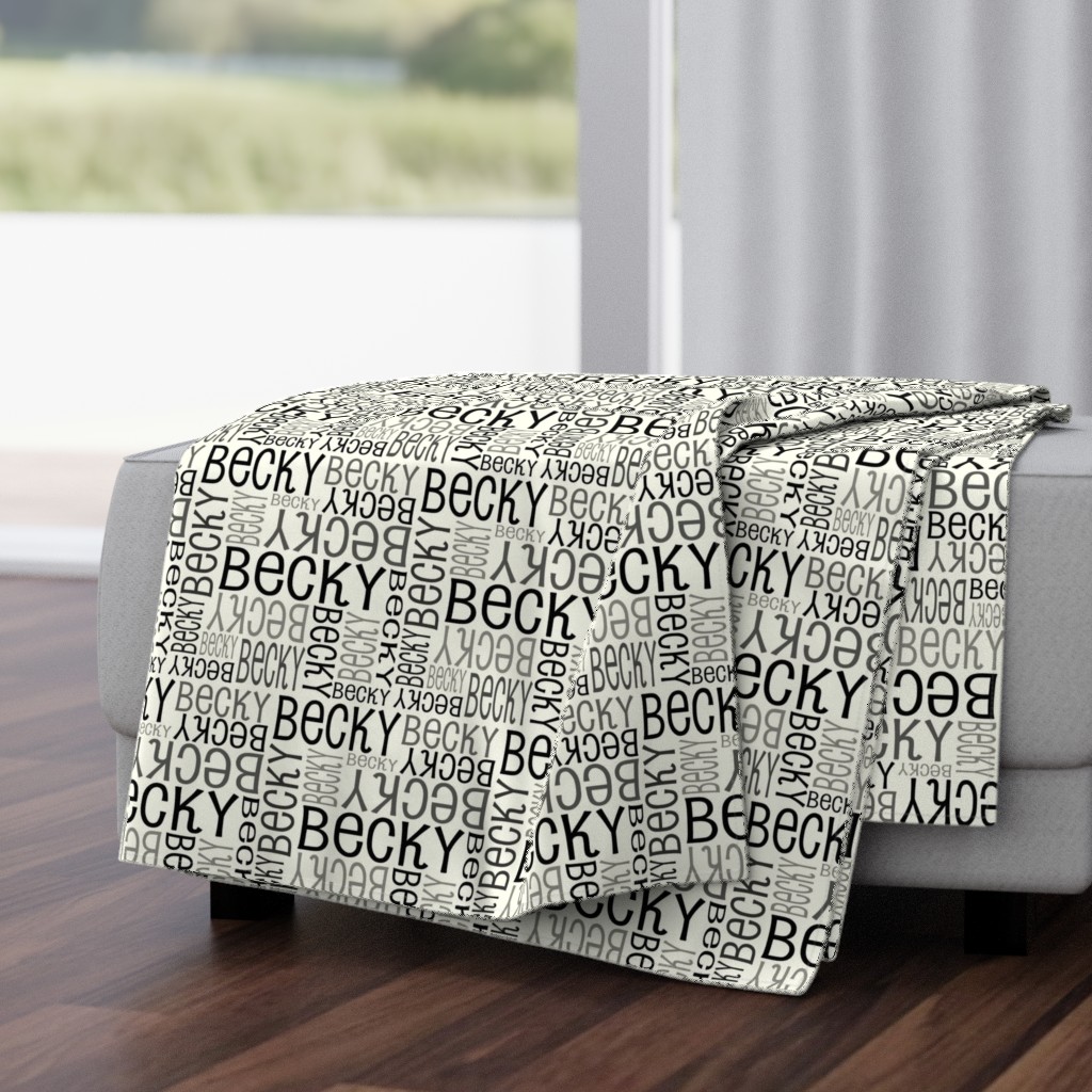 Personalised Name Fabric - Ivory and Black
