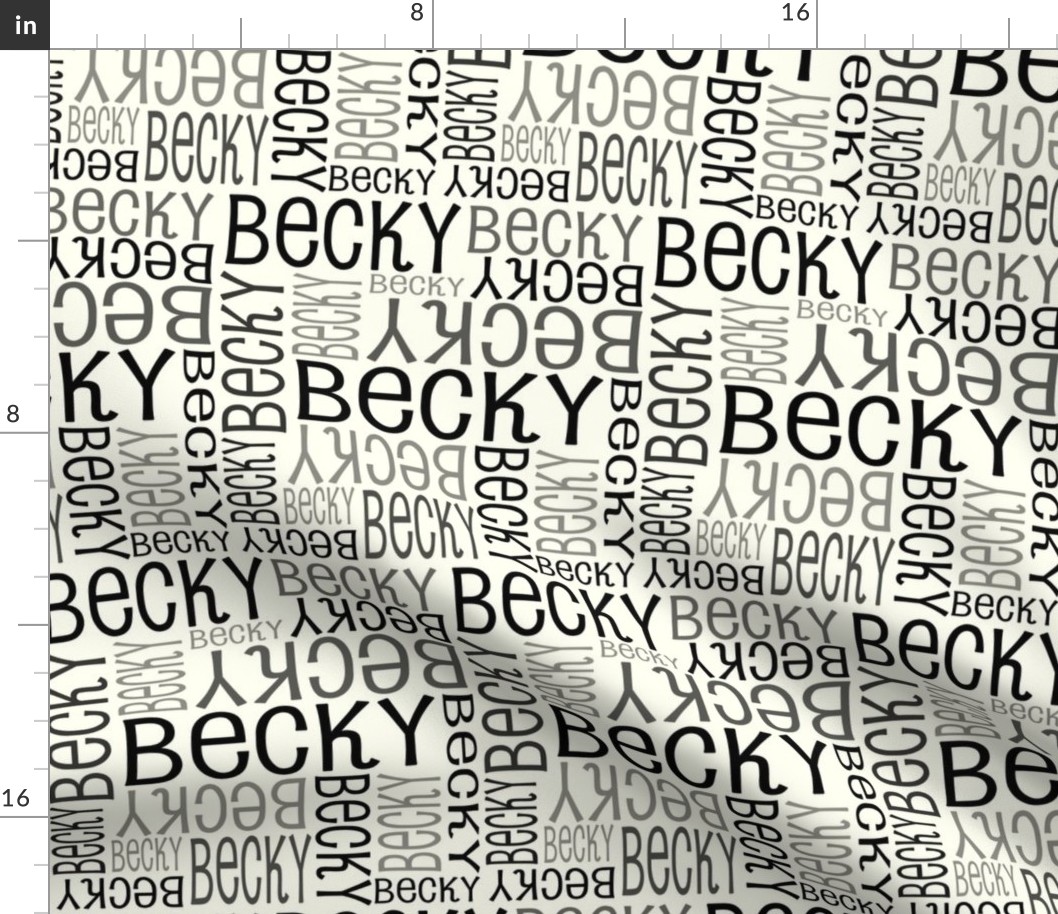 Personalised Name Fabric - Ivory and Black