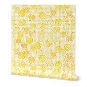 sunshine lemons and oranges on 1/4" pale sunshine gingham