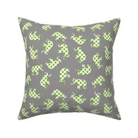 Green Polka Elephants Grey