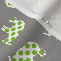 Green Polka Elephants Grey