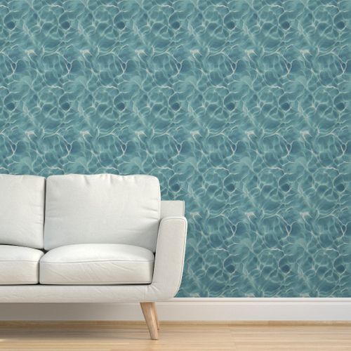 Blue & Teal Ocean Painting Wallpaper | Spoonflower