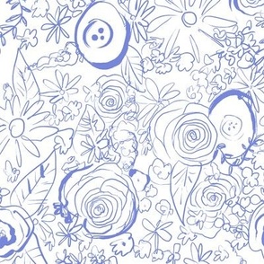 In The Garden Sketchy Floral // Periwinkle (Medium)