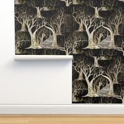 Spooky Trees in the Deep Black Forest- 4 X Fat Quarter Panels