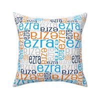 Personalised Name Fabric - Aqua Orange Navy Grey