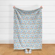 Personalised Name Fabric - Aqua Orange Navy Grey