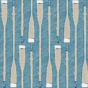 Oars in the water - blue, grey, white