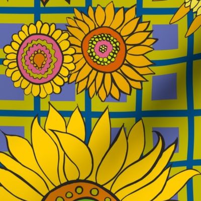 sunflower_fabric_chartreuse-blue-purple