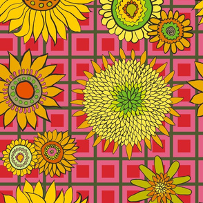 sunflower_fabric_green-red-salmon_check