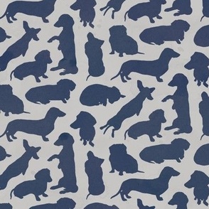 Dachshund Party Navy Grey Watercolor