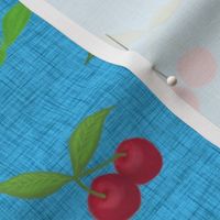 Cherry and blossom //  blue linen // garden Linen