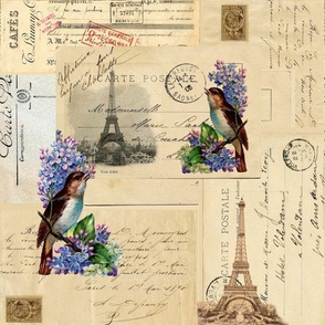Paris Vinatge Bird and Lilacs