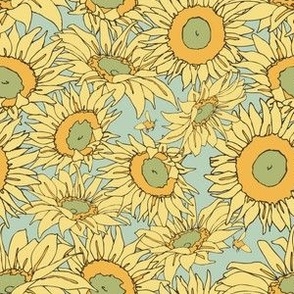 Hand Drawn Sunflowers