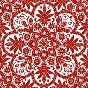 Bourgogne Tile ~  Adrianople Turkey Red and White
