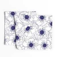 White Anemones - Navy