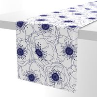 White Anemones - Navy