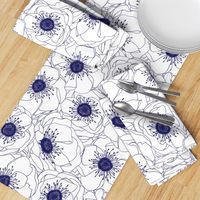 White Anemones - Navy