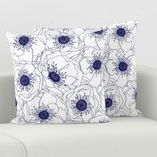 White Anemones - Navy