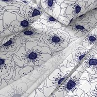 White Anemones - Navy