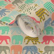 linen baby elephants and flamingos tiny