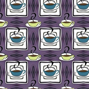 Vintage Coffee Cup Kitchy Pattern