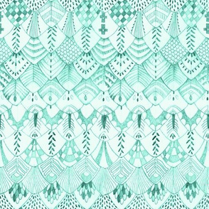 Tribal Owl Feathers, Soft Mint