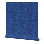 Citrus Flower Cut Paper  - Navy cornflower