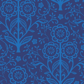 Citrus Flower Cut Paper  - Navy cornflower