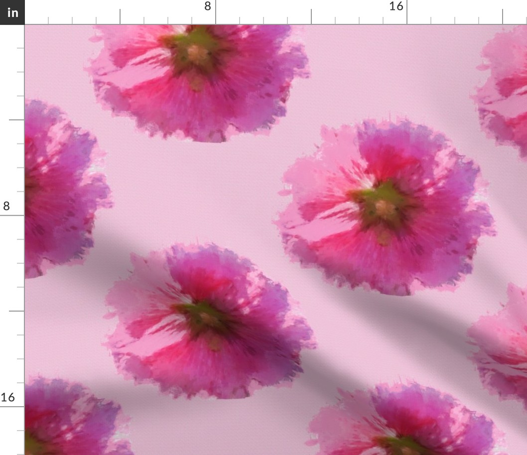 Hollyhocks (set for 58" wide)