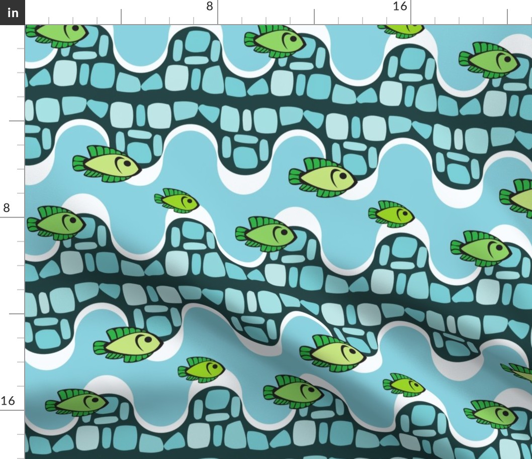 Pattern with smalts and fishes