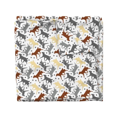 Trotting Mudi and paw prints - white