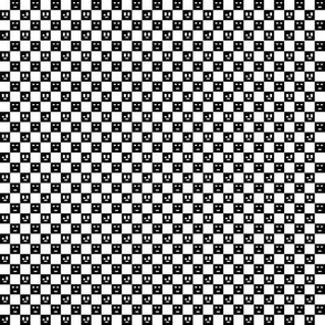 Small checkered faces b&w