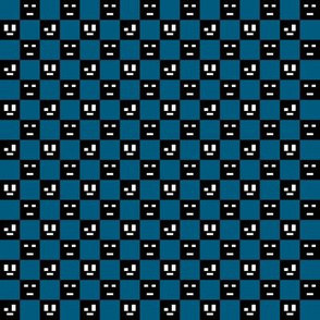 Checkered faces blue