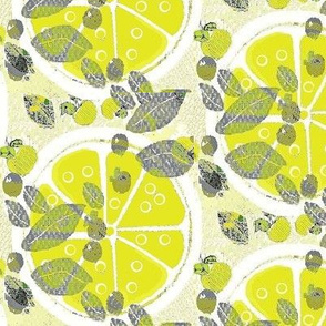 lemon,mint and olive fabric