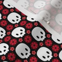 Skulls and red flowers