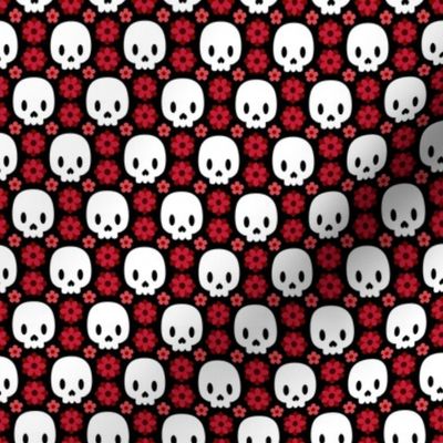 Skulls and red flowers