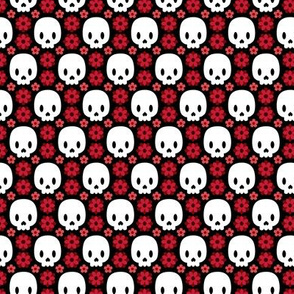 Skulls and red flowers