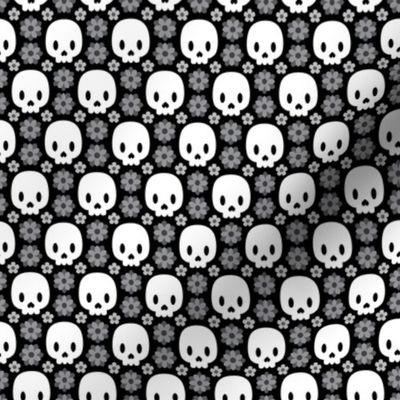 Skulls and grey flowers