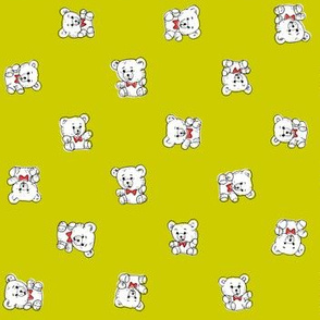 Bow Tie Teddy Bears | Green-Gold