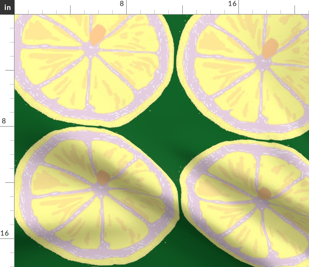 lemon slices on green