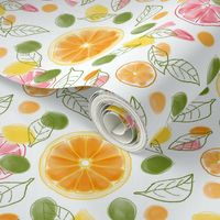 Citrus Slices and Leaves