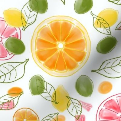 Citrus Slices and Leaves