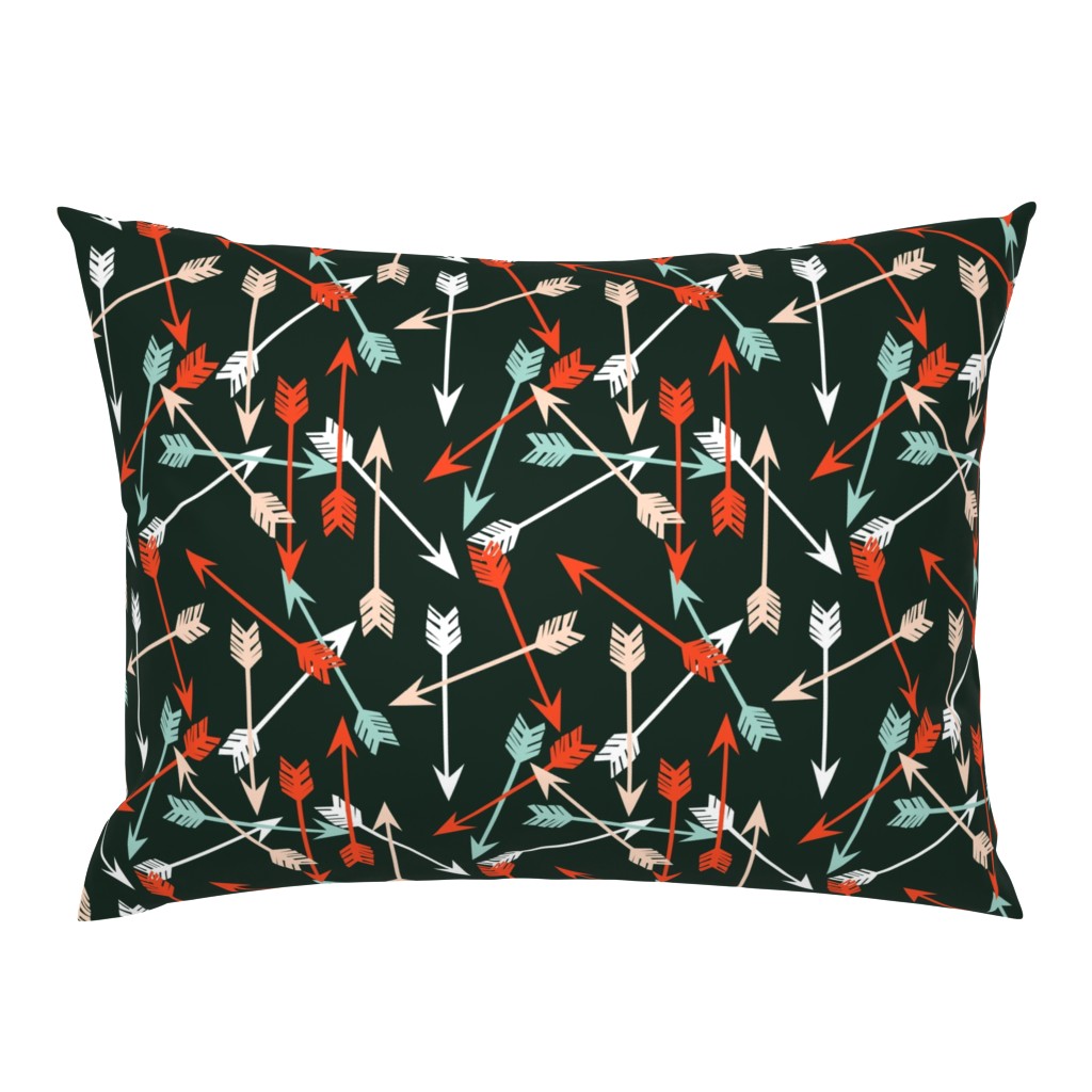 Arrows Scattered - Rifle Green/Vermillion/Blush/Pale Turquoise/White by Andrea Lauren