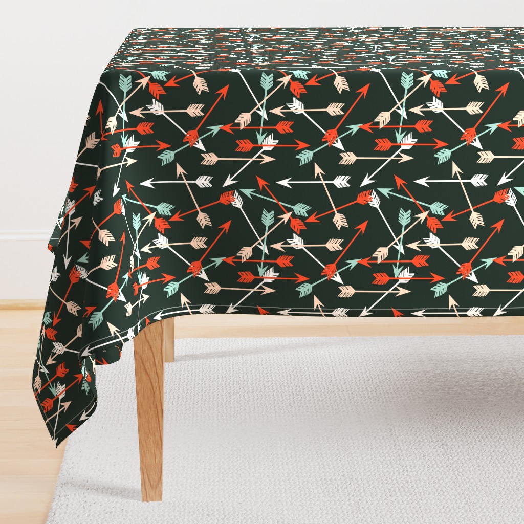 Arrows Scattered - Rifle Green/Vermillion/Blush/Pale Turquoise/White by Andrea Lauren