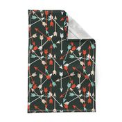 Arrows Scattered - Rifle Green/Vermillion/Blush/Pale Turquoise/White by Andrea Lauren