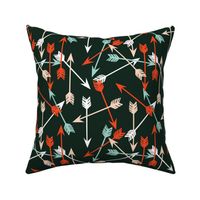 Arrows Scattered - Rifle Green/Vermillion/Blush/Pale Turquoise/White by Andrea Lauren