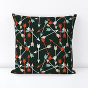 Arrows Scattered - Rifle Green/Vermillion/Blush/Pale Turquoise/White by Andrea Lauren