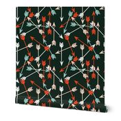 Arrows Scattered - Rifle Green/Vermillion/Blush/Pale Turquoise/White by Andrea Lauren