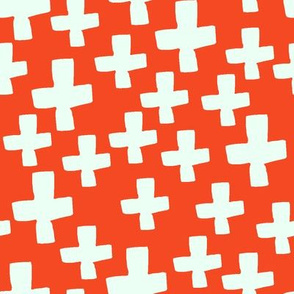 Swiss Cross - Vermillion/Cream