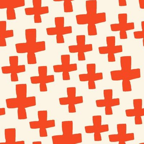 Swiss Cross - Cream/Vermillion